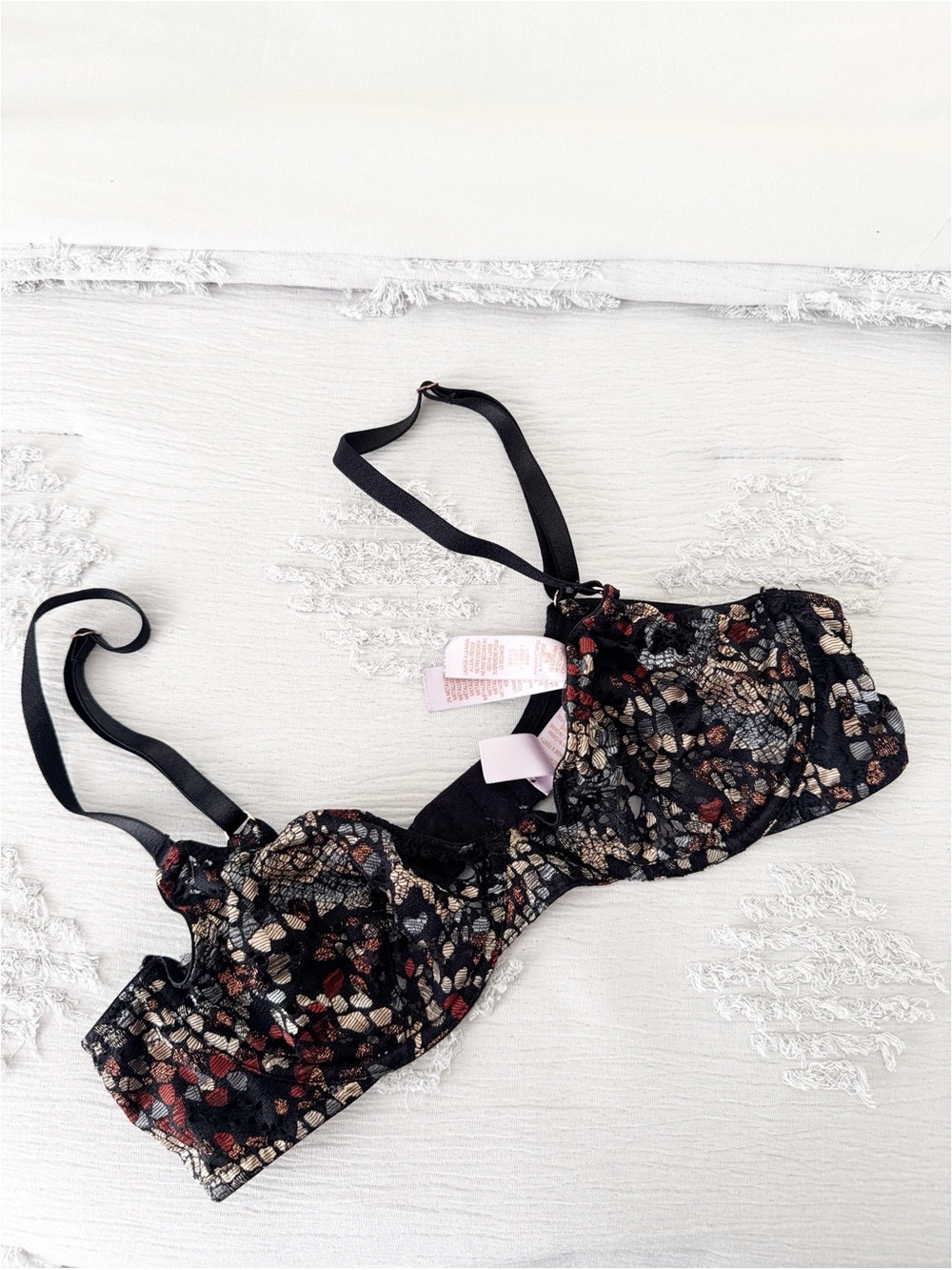 Savage fenty black lace metallic bra size 34B